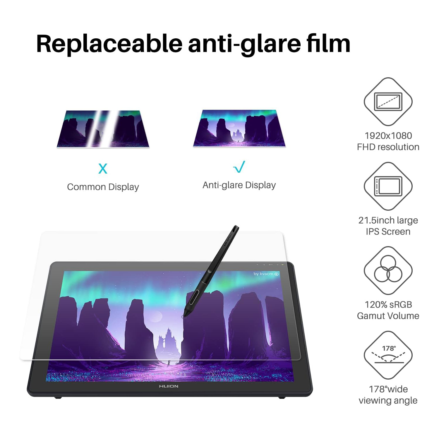 Huion Kamvas 22 Monitor per Ta - Huion Tablet Accessories recensione e prezzo